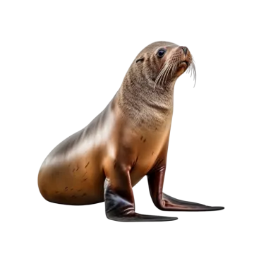 a sea lion on a white background