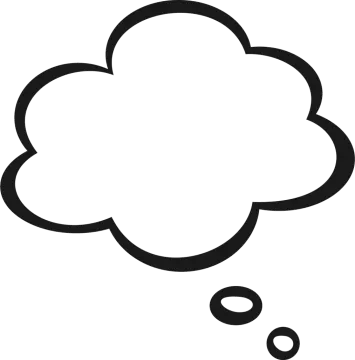 a black and white thought bubble