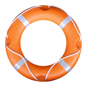 an orange life ring on a white background