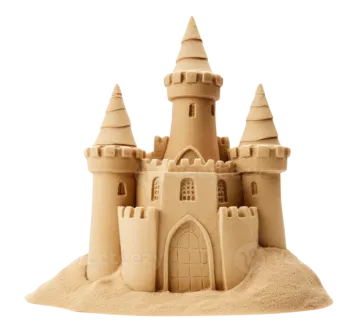 a sand castle on a white background