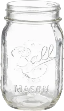 a glass jar with the word mason on it