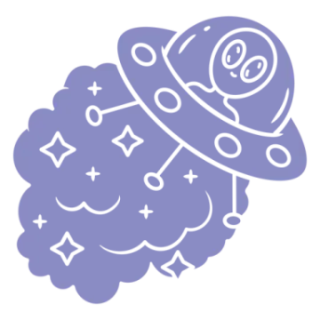 an illustration of a sheep with a spaceship on its head