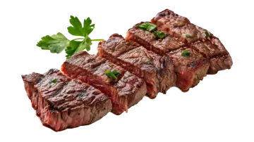 a piece of steak on a white background