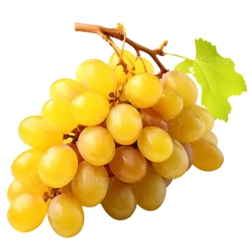 a bunch of white grapes with green leaves