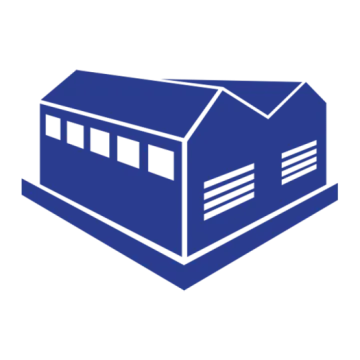 a blue and white icon of a house
