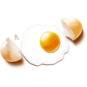 an image of two fried eggs with one broken
