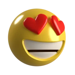 a smiley face with hearts on it