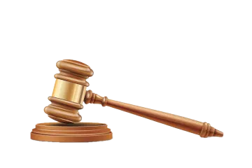 a wooden judge's gaven on a white background