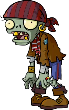 a cartoon zombie with a pirate hat and boots
