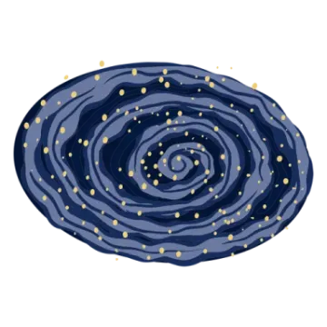 a blue circle with gold dots on it