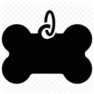 a black and white silhouette of a dog bone