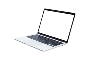 an open laptop computer with a blank screen