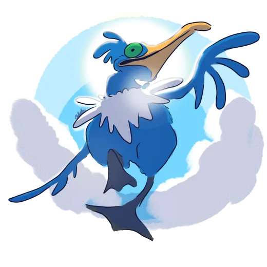 an illustration of a blue bird with a large beak