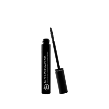 a black mascara with a white background