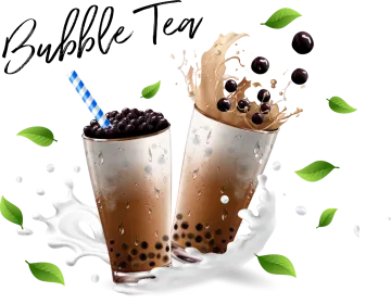 bubble tea with chocolate and blueberries