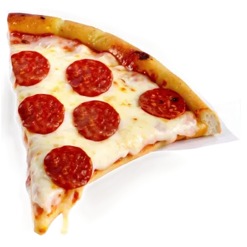 a slice of pizza on a white background
