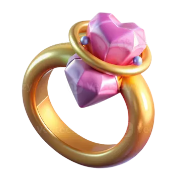 a gold ring with a pink flower on top