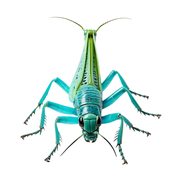 a green grasshopper insect on a white background