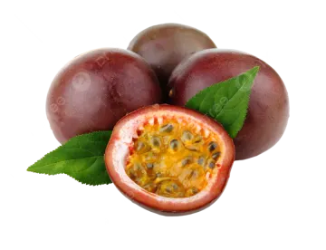 passion fruit with leaves on a white background