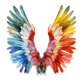 a colorful bird made out of feathers