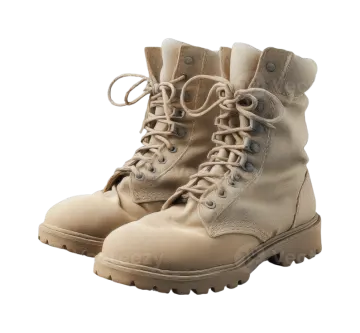 a pair of military boots on a white background