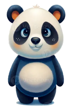 a cartoon panda bear sitting on the ground