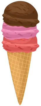 an ice cream cone with chocolate and pink frosting