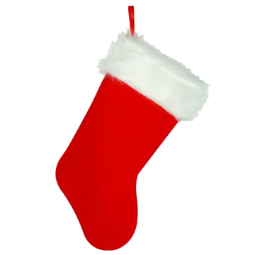 a red christmas stocking hanging on a white background