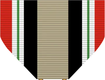 a medal with a red, white and green ribbon