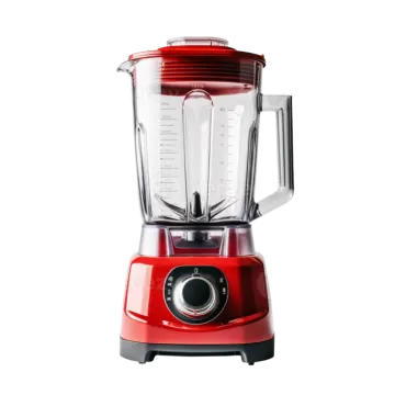 a red blender on a white background