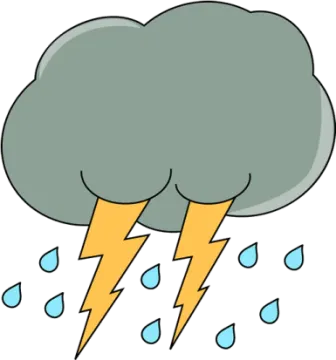 a gray cloud with lightning and rain