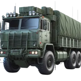 a military truck is shown in this image