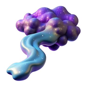 a blue and purple cloud with stars in the background
