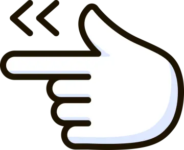 a hand pointing to the right