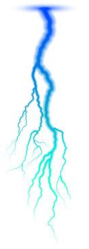 a blue and green lightning on a white background