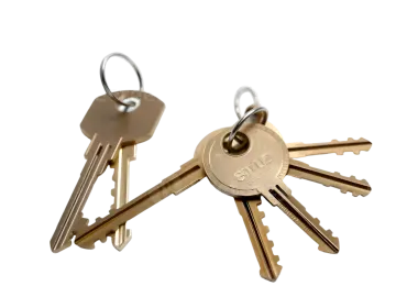 three keys on a white background