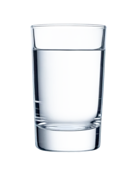 a glass of water on a white background