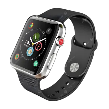 an apple watch with a black band