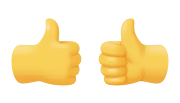 two thumbs in the shape of a hand