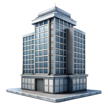 an office building on a white background