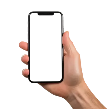 a hand holding an iphone with a white screen