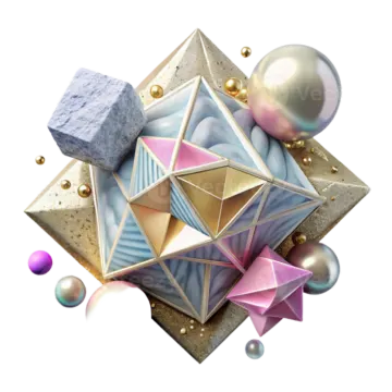 an image of a diamond surrounded by balls and spheres