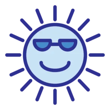 a smiling sun wearing sunglasses