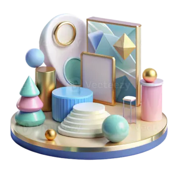 a set of colorful objects on a white background
