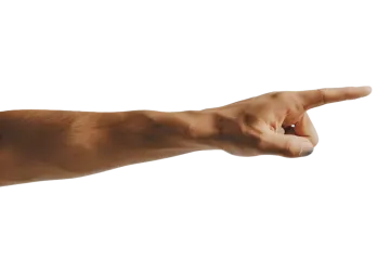 a person's hand pointing at something