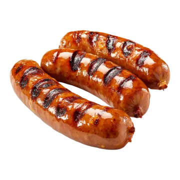 two sausages on a white background