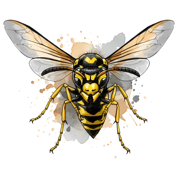 a drawing of a bee on a white background