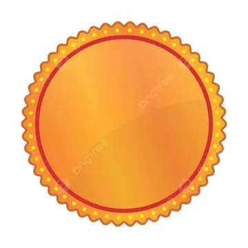 a gold medal with a red border