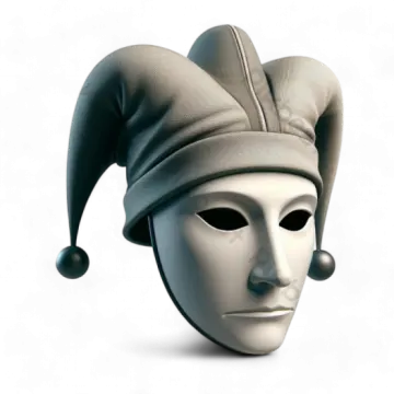 a white mask with a grey hat on it