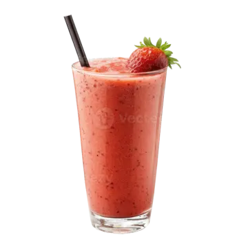 a glass of strawberry smoothie on a white background